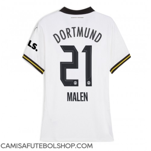 Camisa de time de futebol Borussia Dortmund Donyell Malen #21 Replicas 3º Equipamento Feminina 2024-25 Manga Curta